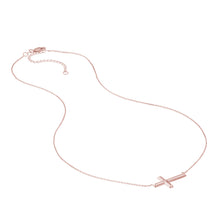 Load image into Gallery viewer, 14k Gold East-to-West Sideways Cross Adjustable Necklace