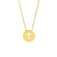 Load image into Gallery viewer, 14K Gold 'So You' Mini Cutout Cross Adjustable Necklace