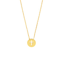 Load image into Gallery viewer, 14K Gold 'So You' Mini Cutout Cross Adjustable Necklace