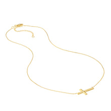 Load image into Gallery viewer, 14k Gold East-to-West Sideways Cross Adjustable Necklace