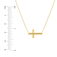 Load image into Gallery viewer, 14k Gold East-to-West Sideways Cross Adjustable Necklace