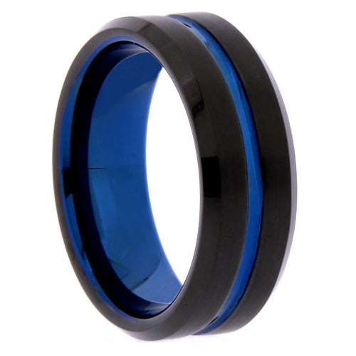 Thin Blue Line Tungsten Ring
