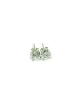 Load image into Gallery viewer, Round White Topaz and 10K White Gold Stud Friction Post Earrings 2.50tcw.
