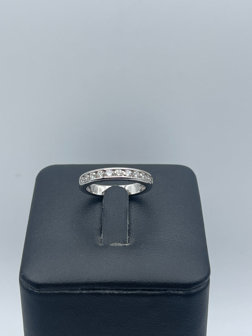 14k White Gold Half Diamond Wedding Band - Featuring 0.35ctw Round Diamonds