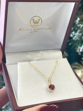 Load image into Gallery viewer, 14k Yellow Gold Round Ruby and Diamond Halo Pendant
