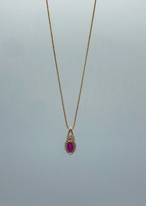 Ruby and Diamond Pendant in 14k Yellow Gold