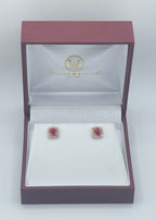 Enchanting 14K Rose Gold 0.70ctw Round Ruby and 0.20ctw Diamond Square Stud Earrings