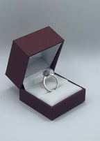 Luxurious 14k White Gold 0.75ct Round Ruby and 0.35ctw Diamond Halo Ring