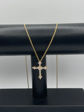 Load image into Gallery viewer, Diamond and 14k Yellow Gold Cross Necklace
