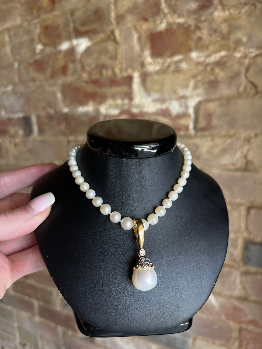 South Sea Cultured Baroque Pearl Enhancer with 13 Diamonds in 14k Yellow Gold