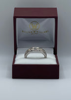 Hand Engraved Scroll Pattern Men's Diamond Ring/Wedding Band in 14k White Gold