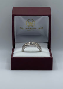 Hand Engraved Scroll Pattern Men's Diamond Ring/Wedding Band in 14k White Gold