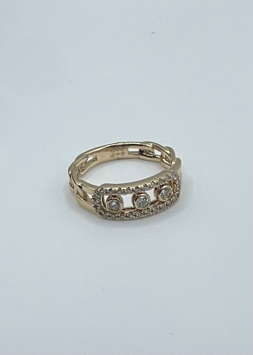 14K Yellow Gold and Diamond Slider Ring - 0.39ct Diamonds