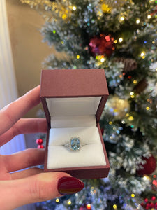 Elongated Cushion Cut 2.06ct Aquamarine and 0.35ctw Diamond Ring in 18K White Gold