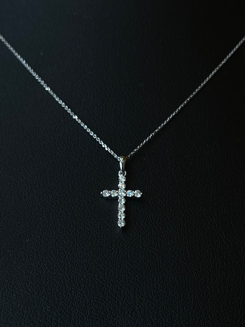 Elegant Diamond Cross Necklace in 14k White Gold