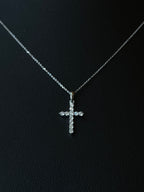 Elegant Diamond Cross Necklace in 14k White Gold