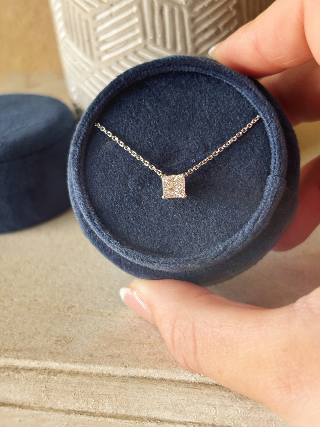 Princess Cut Diamond Pendant Necklace