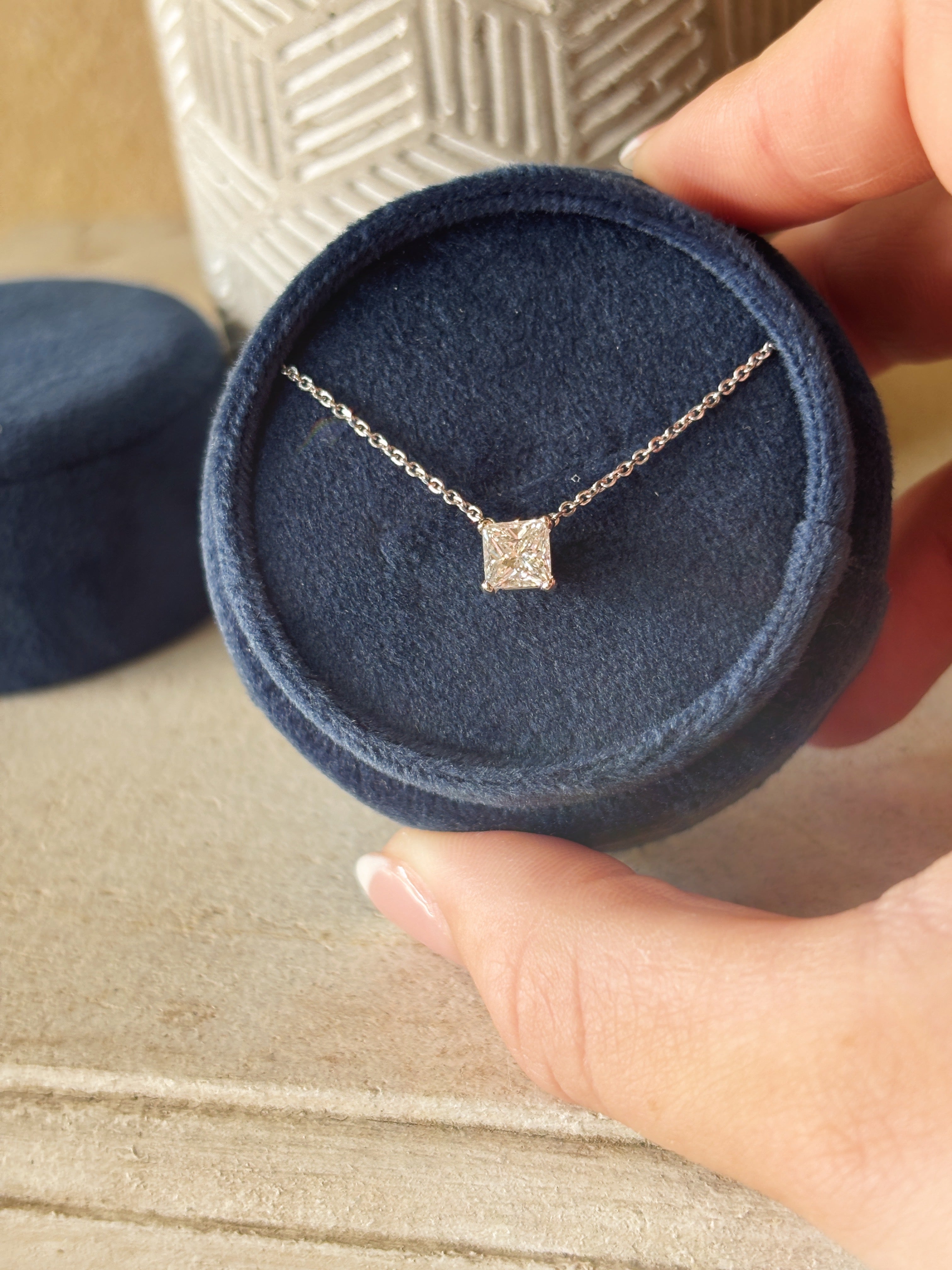 Princess Cut Diamond Pendant Necklace