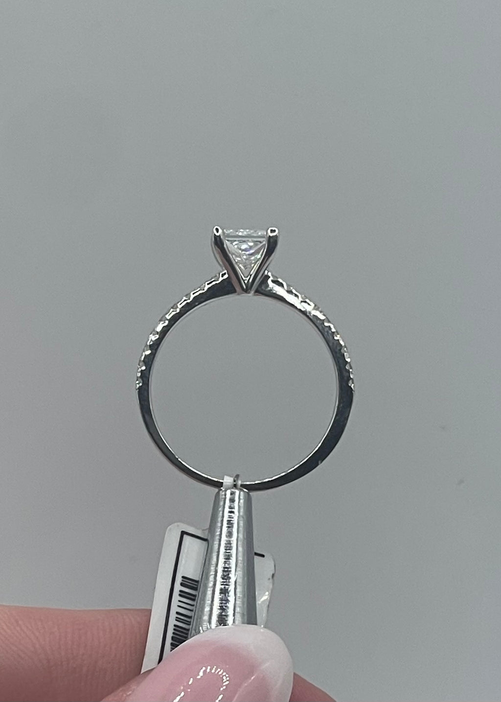 14K White Gold Princess-Cut Diamond Engagement Ring - 0.90 Carat, Lab H VS1