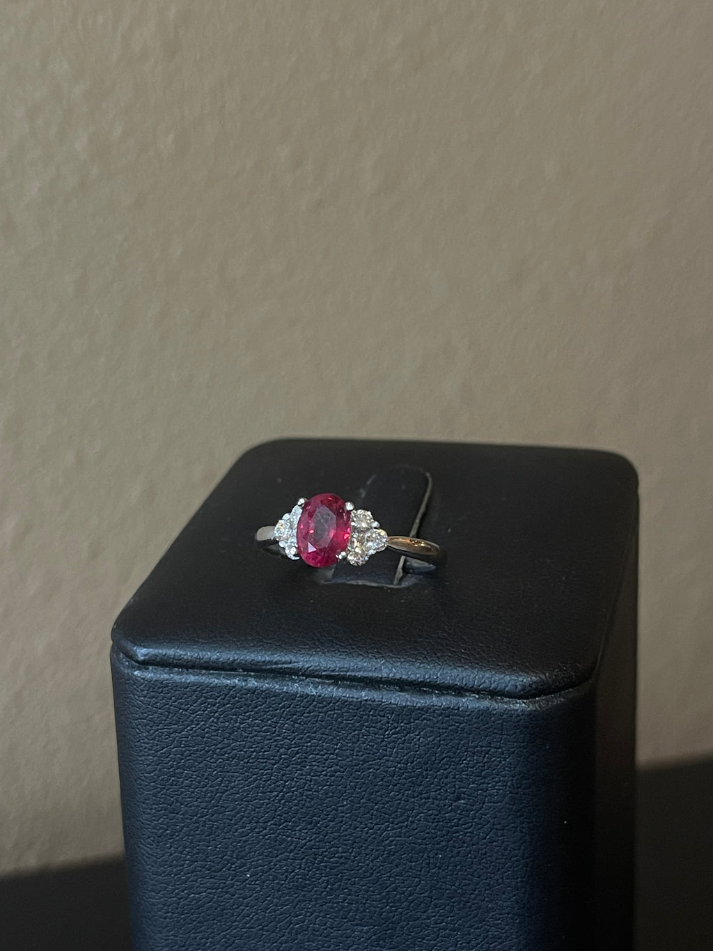 Exquisite 14k White Gold Ruby and Diamond Ring