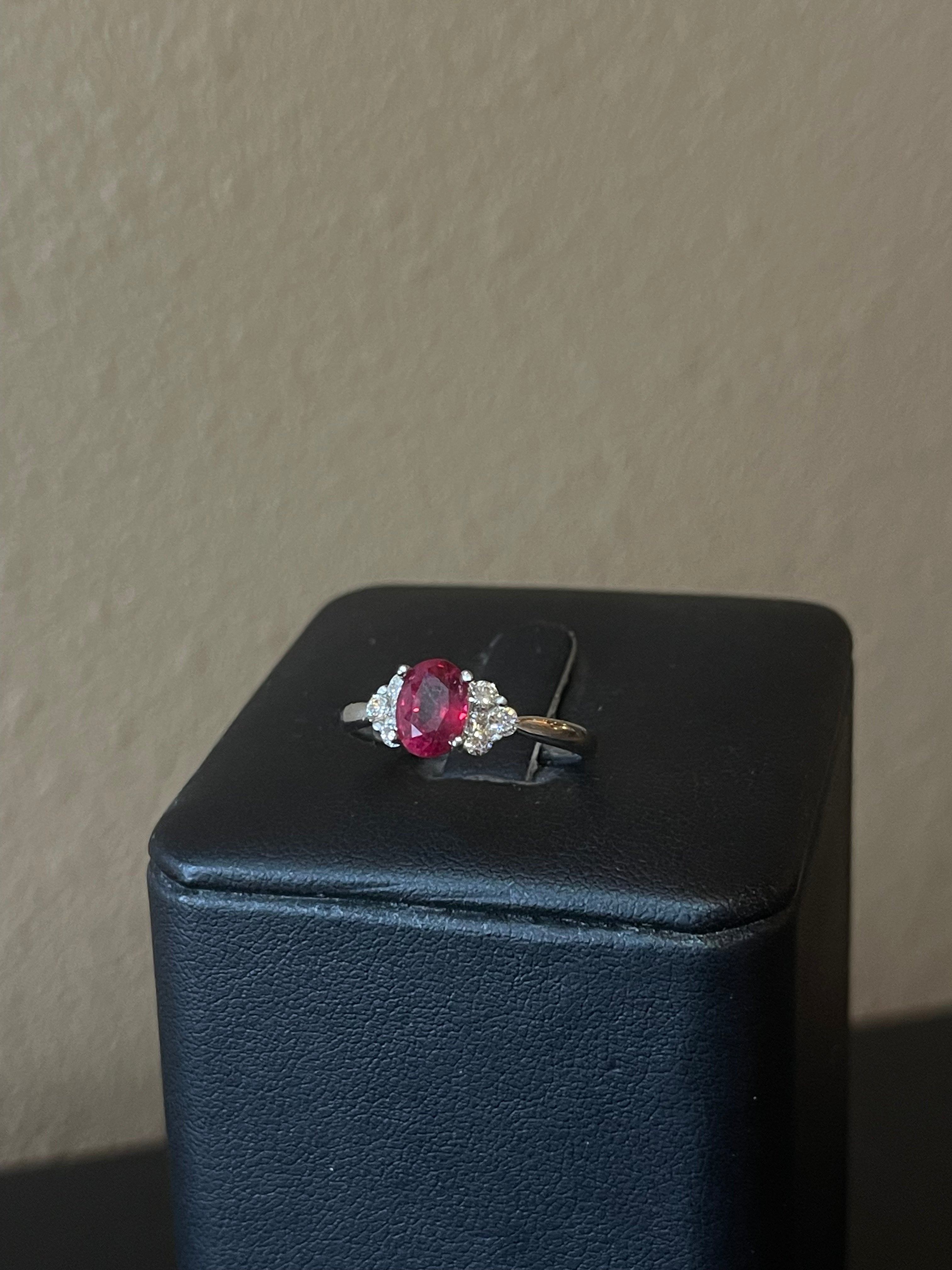 Exquisite 14k White Gold Ruby and Diamond Ring