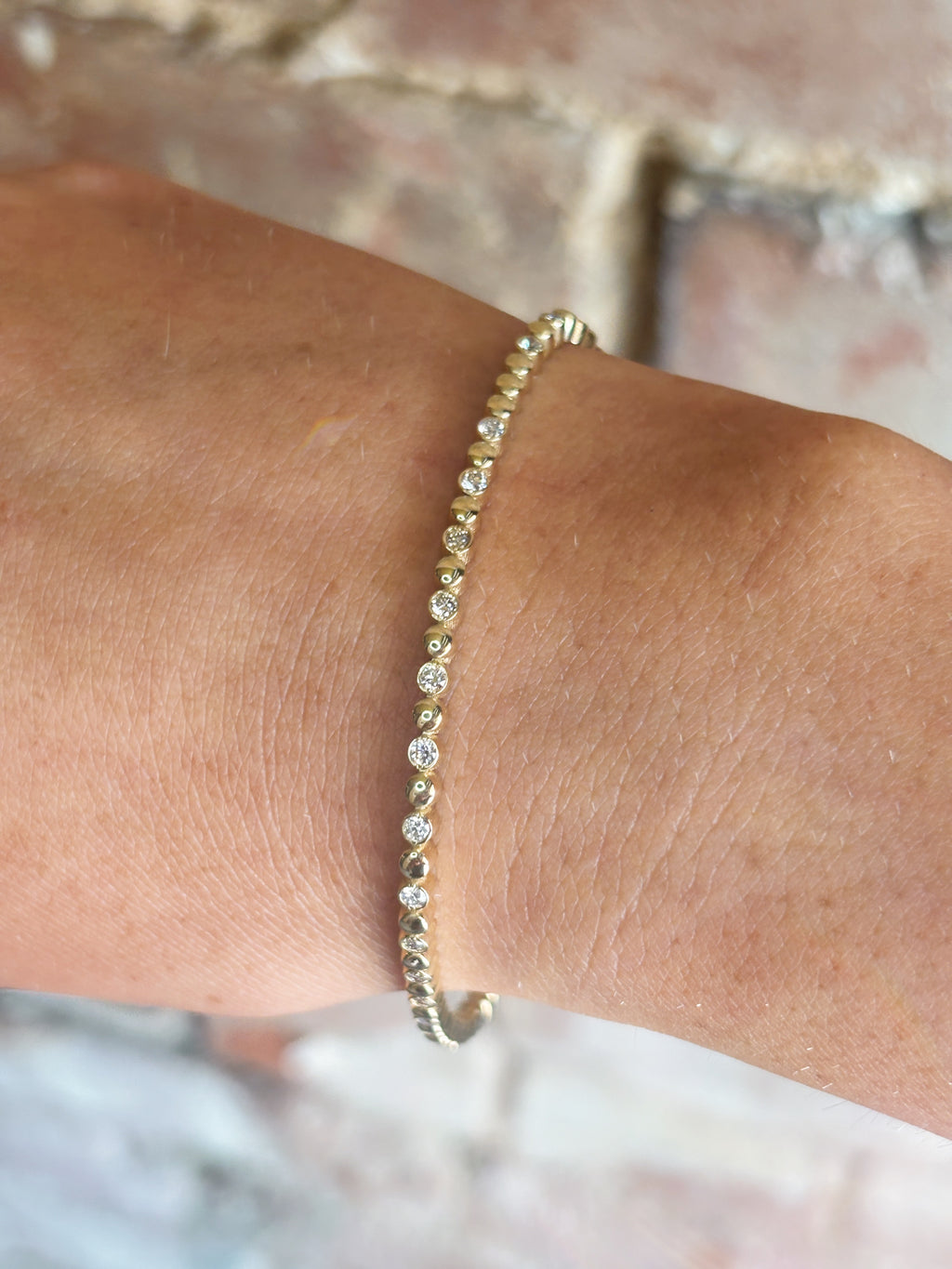 Diamond Bubble Bead Bracelet in Yellow Gold