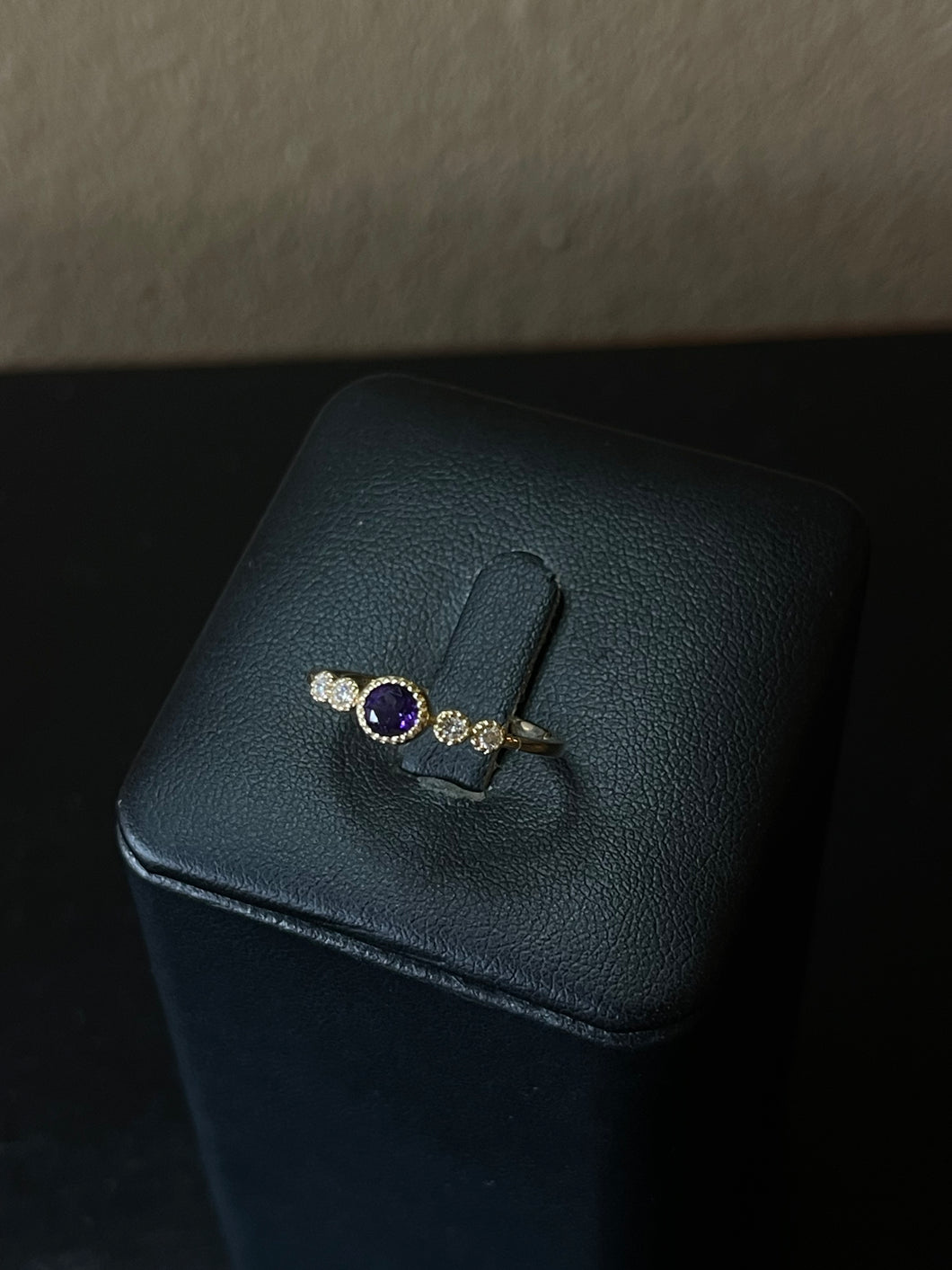 Enchanting Amethyst and Diamond Ring in 14k Yellow Gold