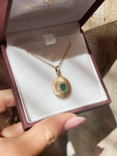 Load image into Gallery viewer, 14K Yellow Gold Emerald Halo Pendant with Fluted Dome Setting
