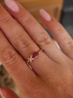14K Yellow Gold XO Ruby and Diamond Ring