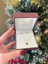 Load image into Gallery viewer, 14k Yellow Gold Round Ruby and Diamond Halo Pendant
