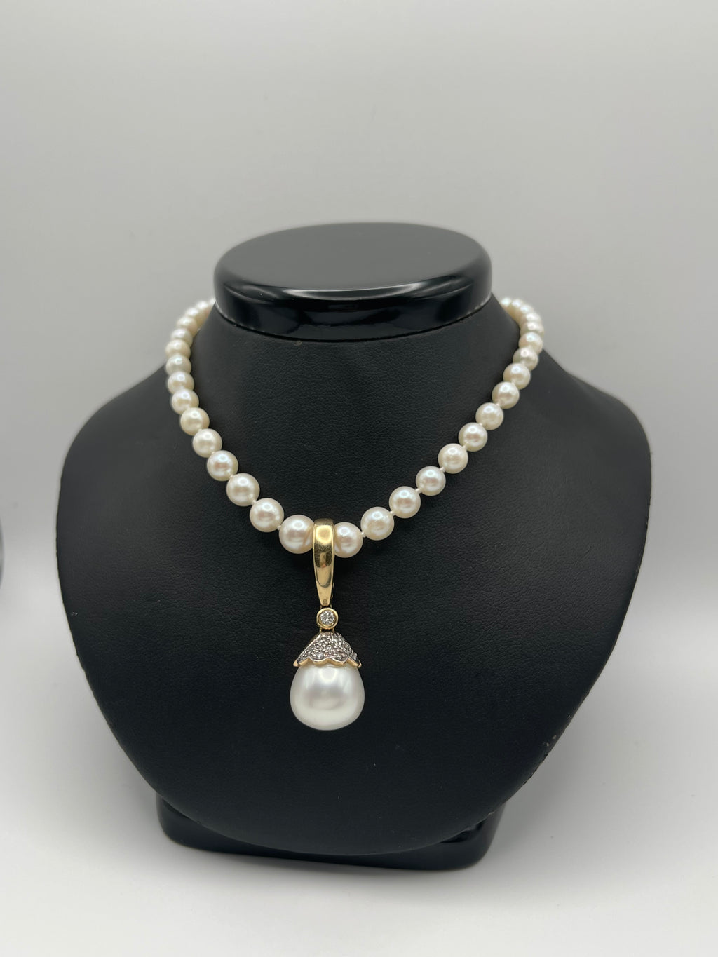 South Sea Cultured Baroque Pearl Enhancer with 13 Diamonds in 14k Yellow Gold