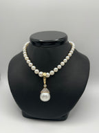 South Sea Cultured Baroque Pearl Enhancer with 13 Diamonds in 14k Yellow Gold