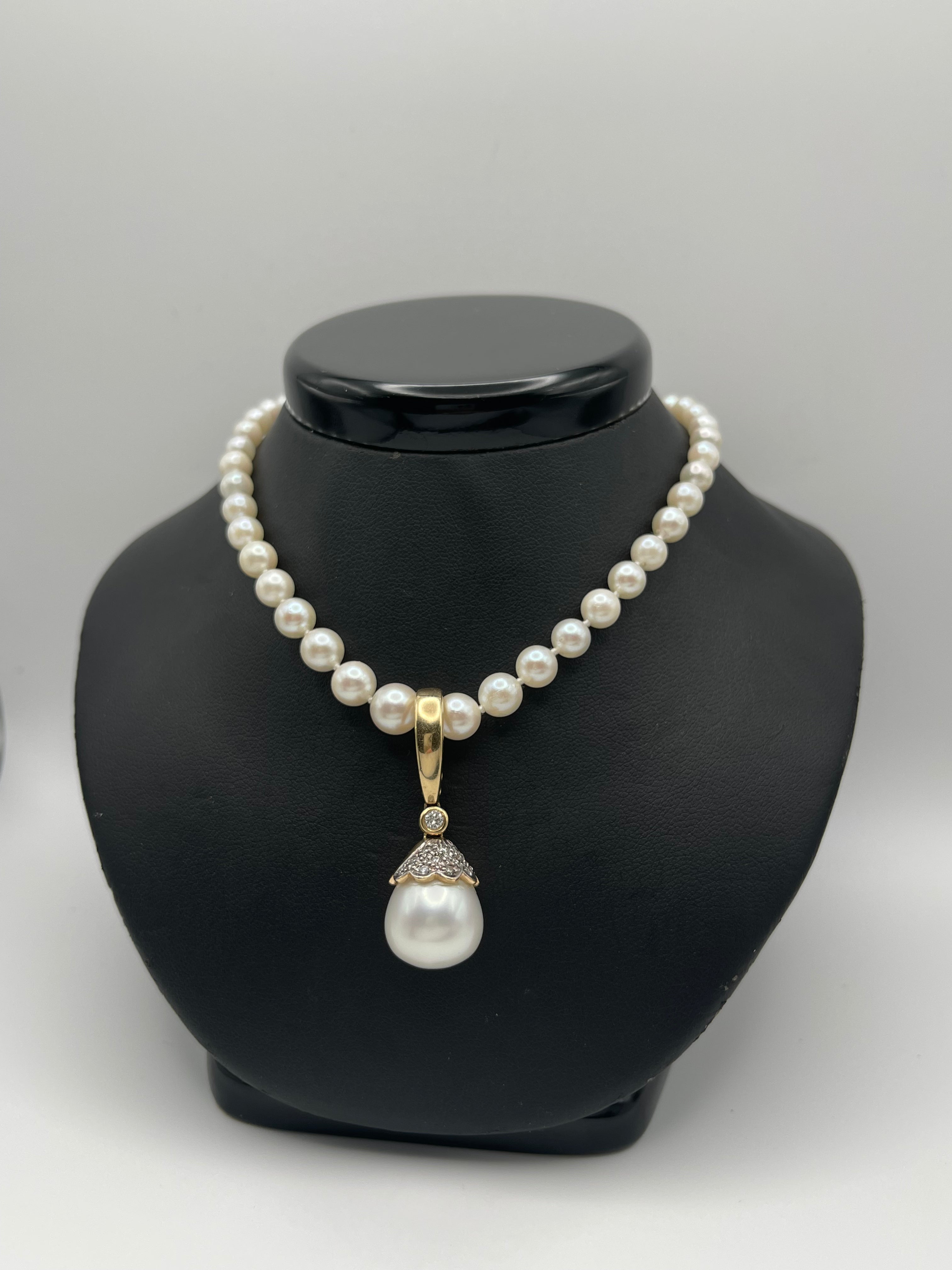 South Sea Cultured Baroque Pearl Enhancer with 13 Diamonds in 14k Yellow Gold