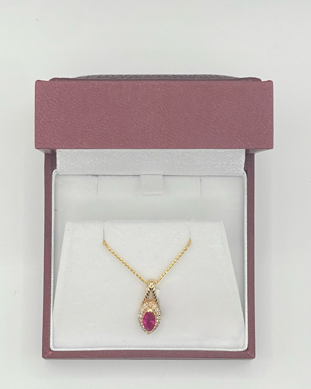 Ruby and Diamond Pendant in 14k Yellow Gold