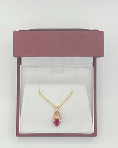 Ruby and Diamond Pendant in 14k Yellow Gold