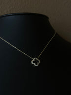 14k Yellow Gold Quatrefoil Necklace with Diamond Accents