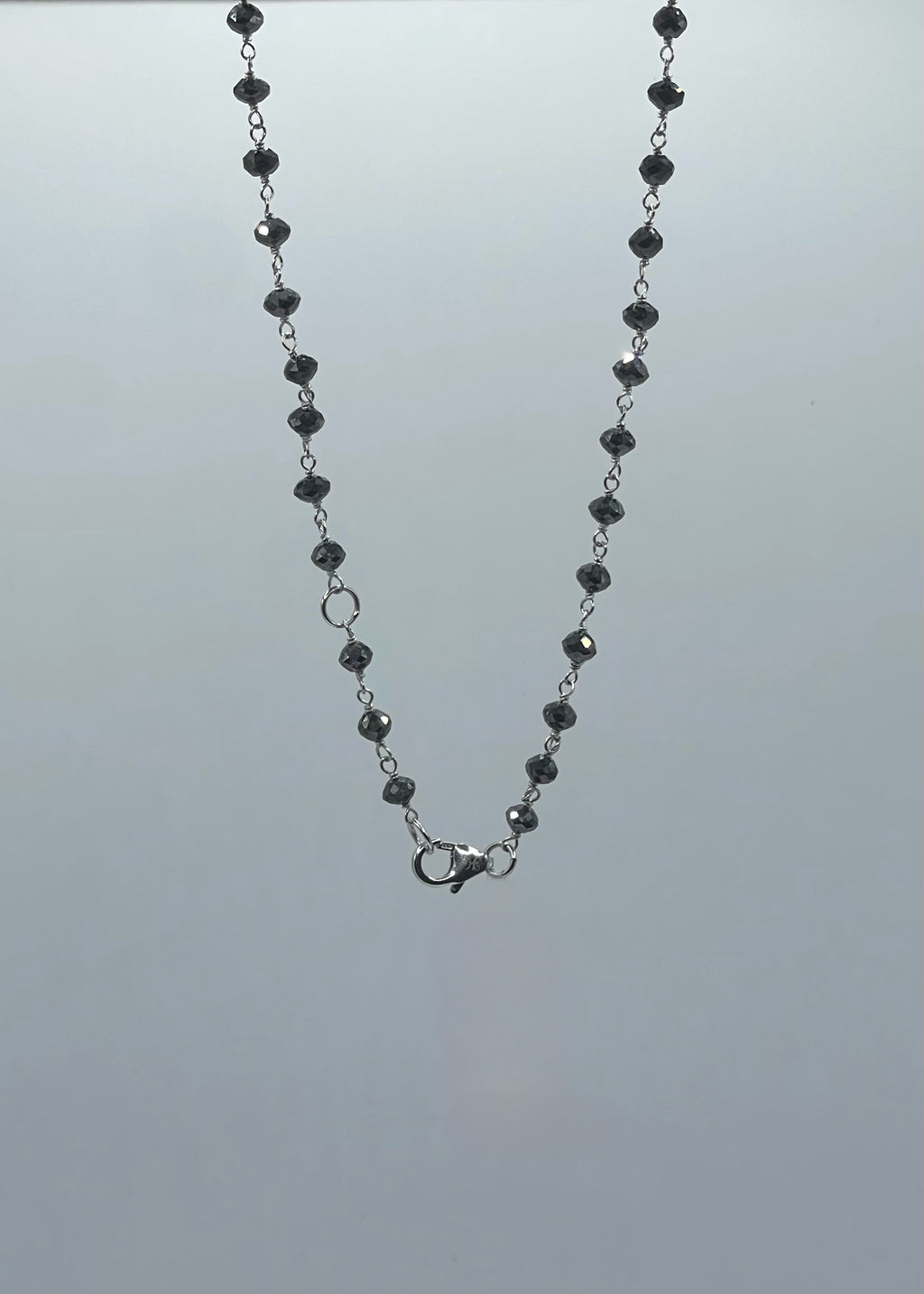 18k White Gold Black Faceted Diamond Necklace