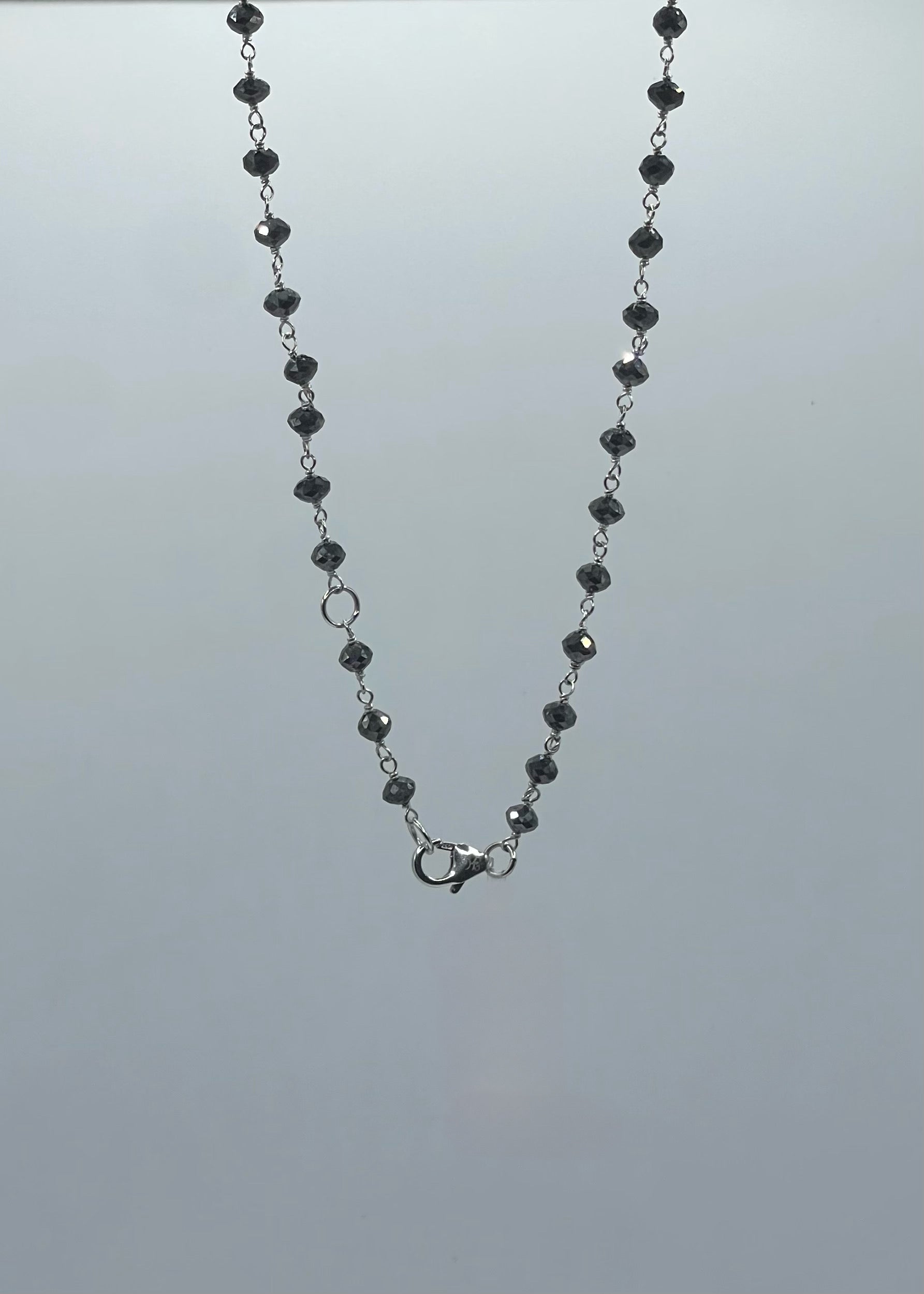18k White Gold Black Faceted Diamond Necklace