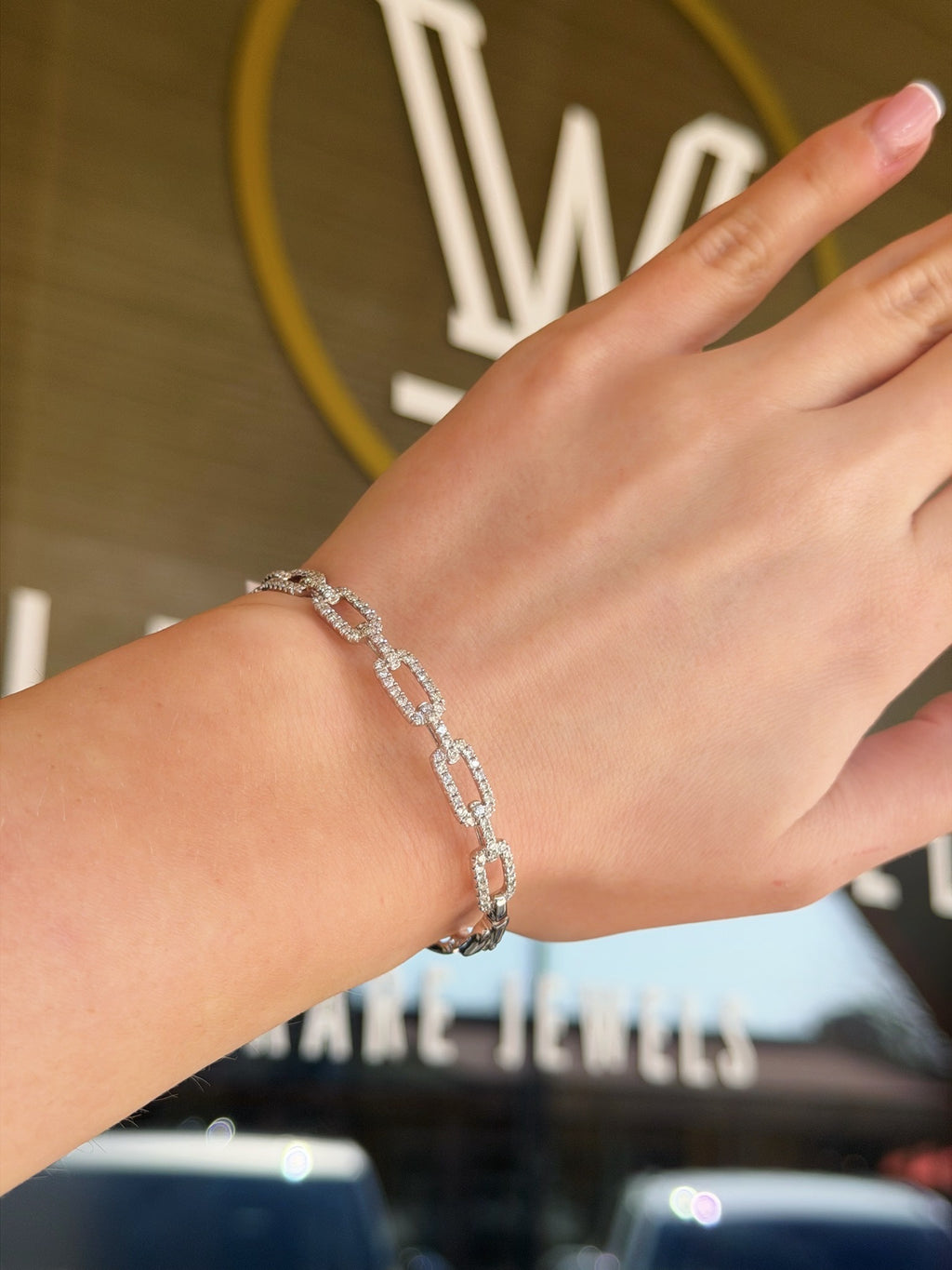 Diamond Link Bangle Bracelet