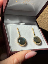 Load image into Gallery viewer, 18K Yellow Gold Labradorite and Diamond Drop Earrings
