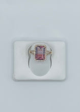 Load image into Gallery viewer, 18k Yellow Gold Pink and Lavender Bi-Color Tourmaline &amp; Diamond Ring, Size 7
