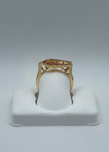 Stunning 18k Yellow Gold Ring with 2.40ct Citrine & 0.33ct Diamonds, Size 7