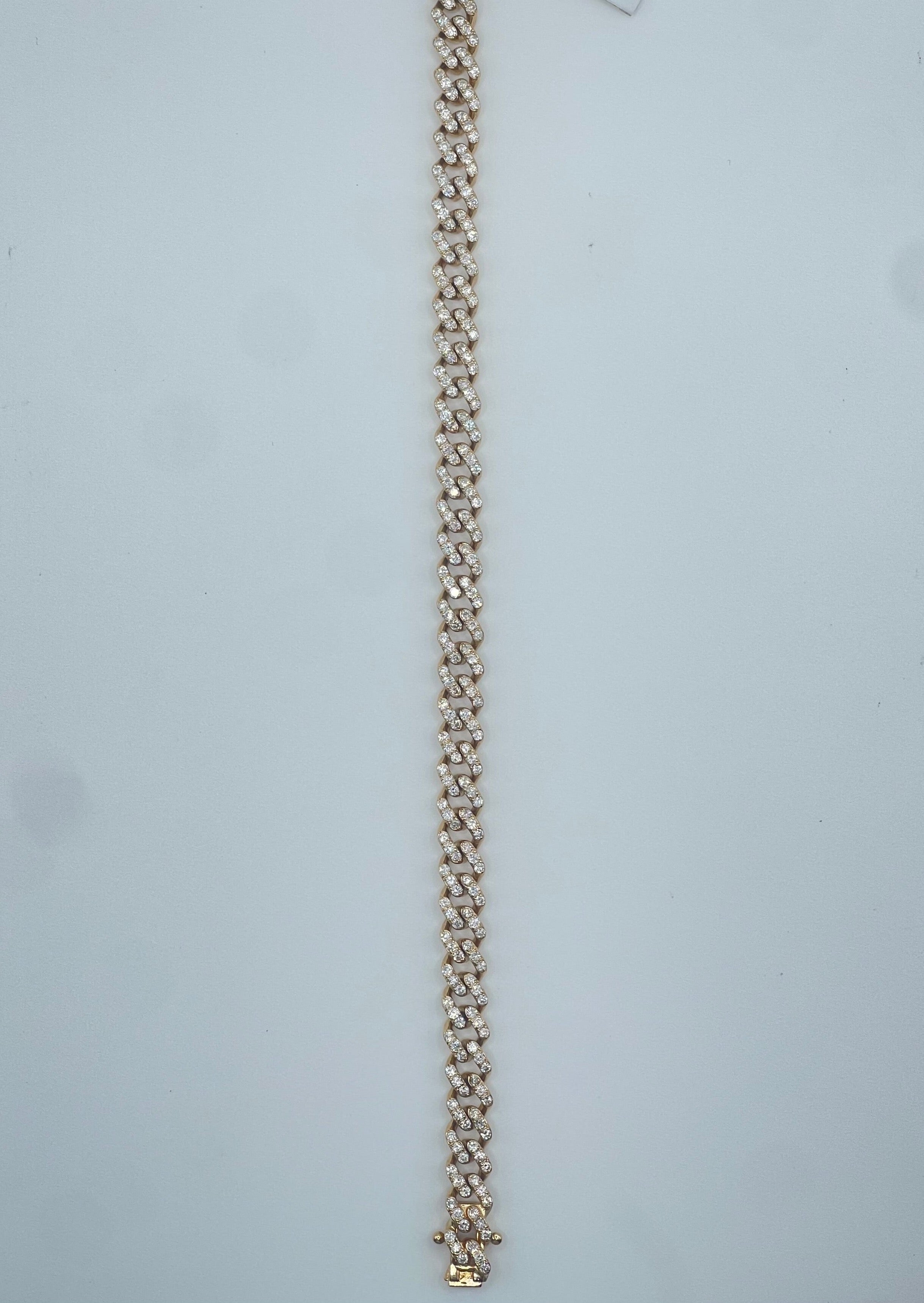 14k Yellow Gold Cuban Link Diamond Bracelet