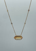 Citrine and Diamond Necklace in 18k Yellow Gold