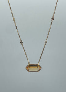 Citrine and Diamond Necklace in 18k Yellow Gold