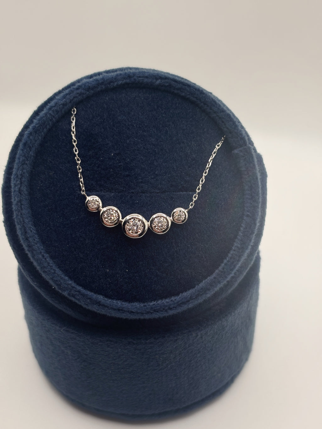 14K White Gold Tapered Bezel Diamond Pendant