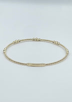 Bezel Set Beaded 14K Yellow Gold and Diamond Flexi Bangle - 0.34ctw