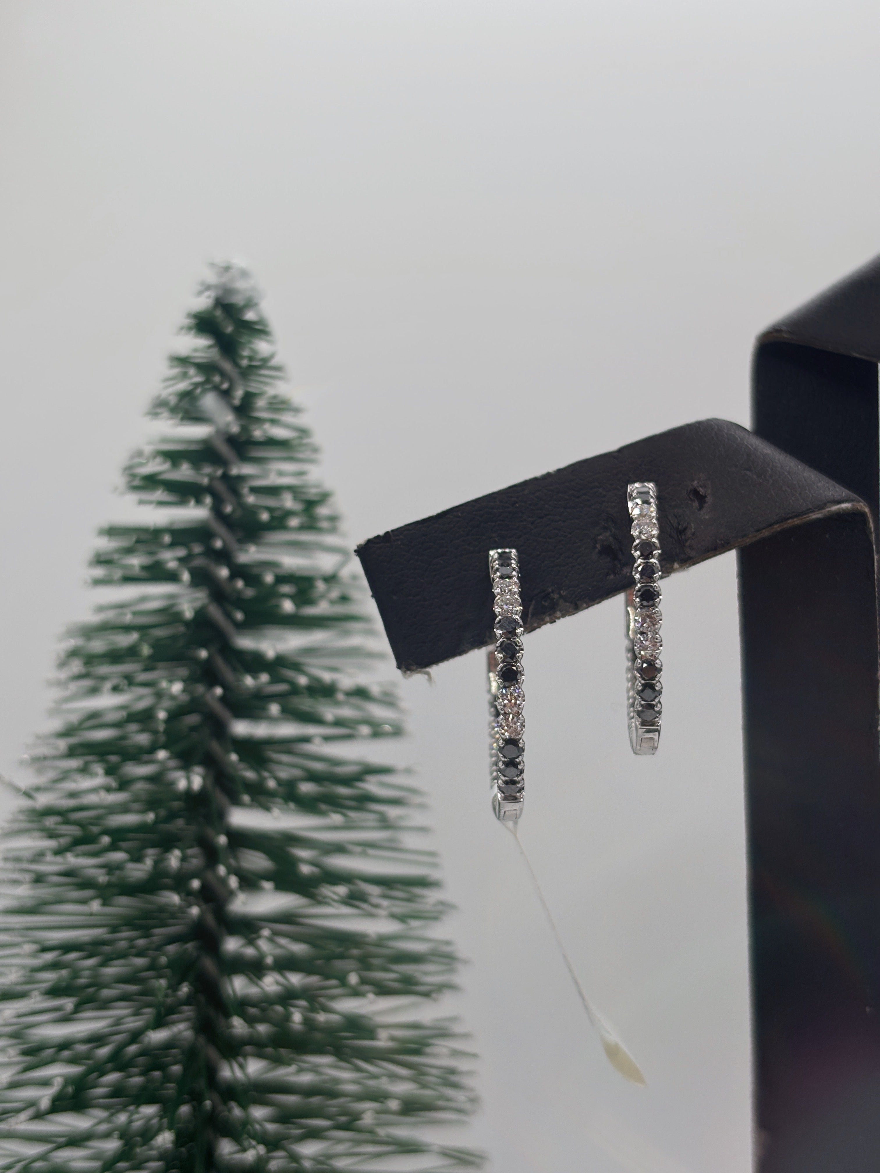 Black & White Diamond Hoops