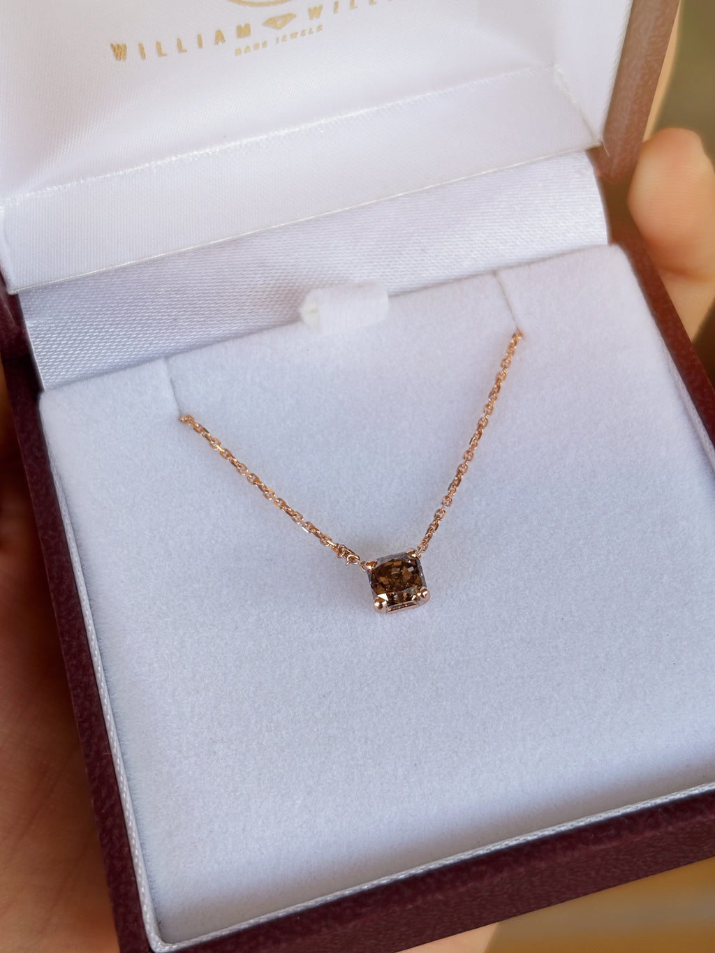 14k Rose Gold + Radiant Cognac Diamond Pendant