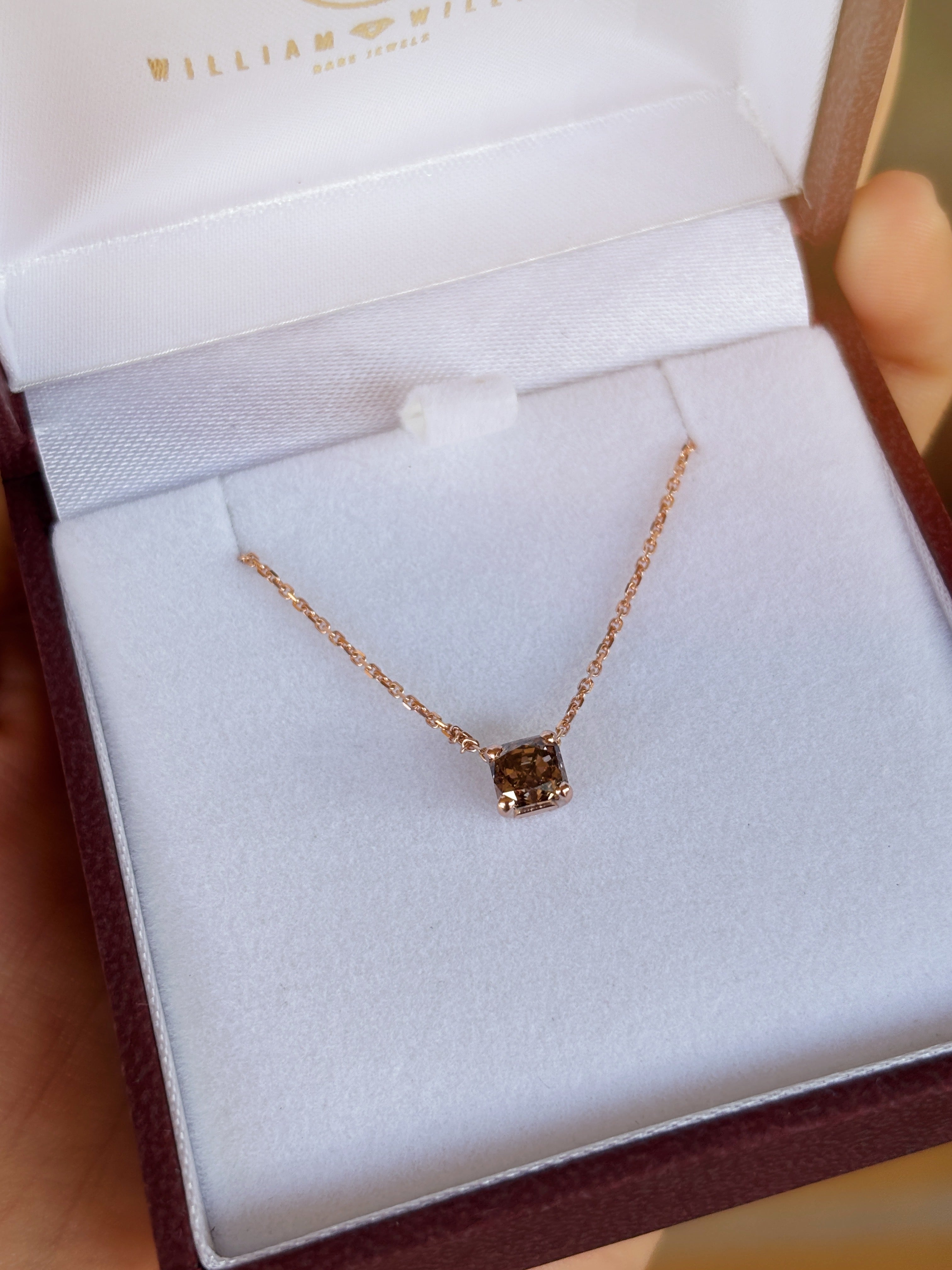 14k Rose Gold + Radiant Cognac Diamond Pendant